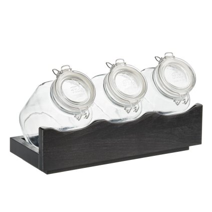 Sada 3 sklenic na dřevěném podstavci, wenge | APS, Good Morning