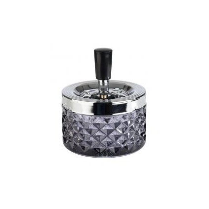 Kovový otočný popelník, chromovaný, se skleněnou nádobou, bajonetový zámek | APS, Push