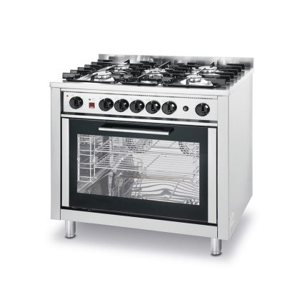 Plynový sporák, 5 hořáků s konvekční troubou elektrickou a grilem  | HENDI, Kitchen Line