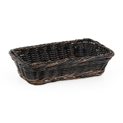 Obdélníkový koš GN 1/4 polyirattan 265x162x100 mm, černohnědý | TECHNICA, Gold Line