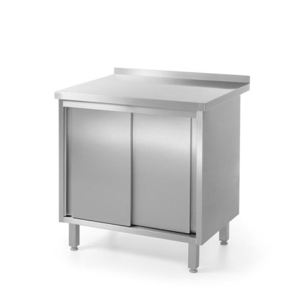 Pracovní stůl s posuvnými dveřmi a okrajem, 800x600x850 mm | HENDI, Bistro Line