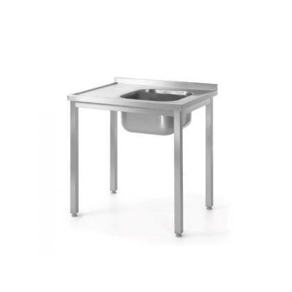 Stůl s dřezem a okrajem, ke zdi, pravý 1000x600x850 mm | HENDI, Bistro Line
