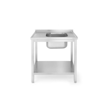 Stůl se dřezem vpravo a policí, šroubovaný, 1000x600x850 mm | HENDI, 811870