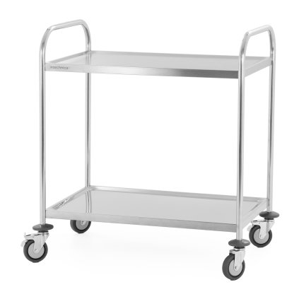 Číšnický vozík 2-policový z nerezové oceli, úchyt s trubkovým profilem, 860x540x940 mm | TECHNICA, Silver Line