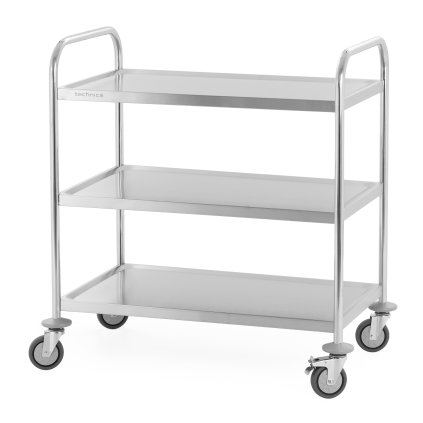 Číšnický vozík 3-policový z nerezové oceli, úchyt s trubkovým profilem, 860x540x940 mm | TECHNICA, Silver Line