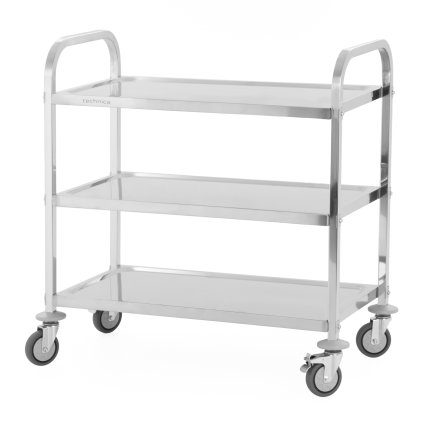 Vozík číšnícký 3-policový z nerezové oceli, úchyt s hranatým profilem, 850x450x900 mm | TECHNICA, Silver Line