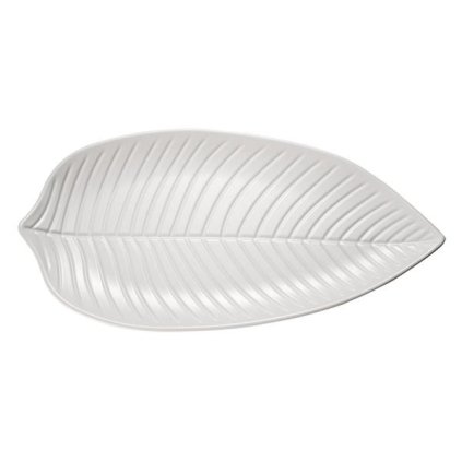 Servírovací mísa z melaminu ve tvaru listu 450x240 mm, bílá | APS, Natural collection