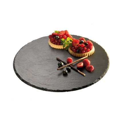 Servírovací tác kulatý z břidlicového kamene, otáčecí průměr 320 mm | APS, 00975