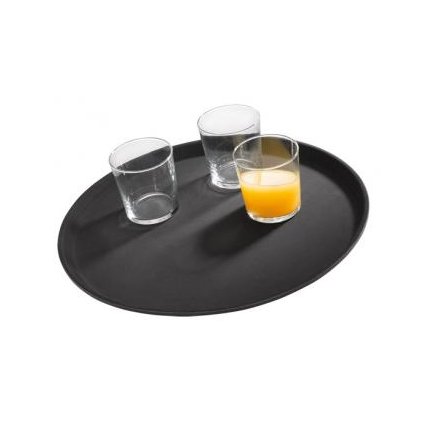 Barmanský tác kulatý servírovací, průměr 355 mm, černý | APS, Gastro