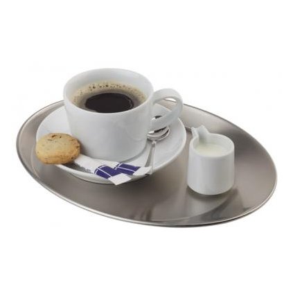 Tác oválný nerezový na servírování kávy 255x195 mm | APS, Kaffeehaus
