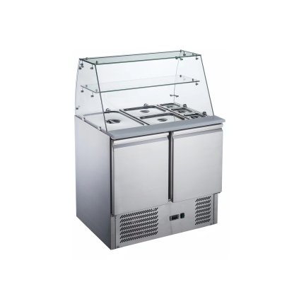 Salátový stůl dvoudveřový chlazený s prosklenou nástavbou 240 l, 900x700x850 mm | TECHNICA, Cold Line