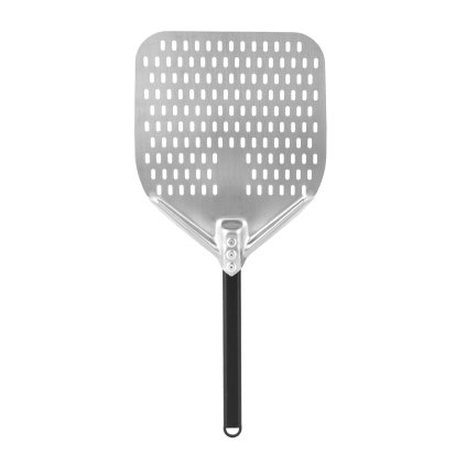 Perforovaná lopata na pizzu z nerezové oceli s hliníkovou úchytem, čtvercová, 310x355x660 mm | TECHNICA, Pizza Line