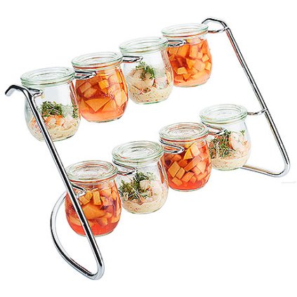 Etažér z chromované oceli s osmi sklenicemi weck | CONTACTO, 3295/008