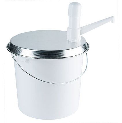 Dávkovač na omáčky z polypropylénu s víkem a pumpičkou, 10 l, průměr 250 mm | CONTACTO, 1315/010