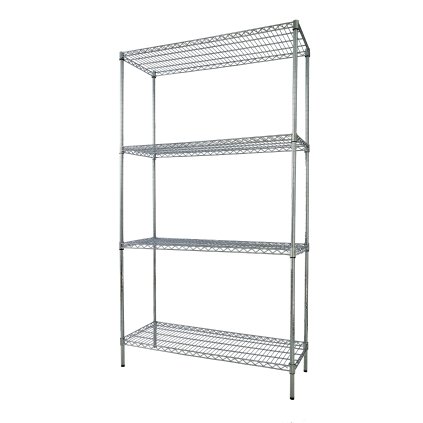 Regál z chromované oceli, 4- policový, 1200x450x1800 mm | TECHNICA, Silver Line