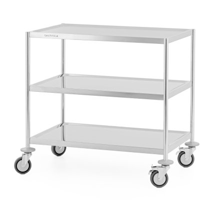 Číšnický vozík z nerezové oceli 3-policový, bez úchytu, 860x540x810 mm | TECHNICA, Silver Line