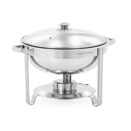 Chafing kulatý se skleněným víkem 5 l | TECHNICA, Silver Line