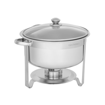 Chafing kulatý se skleněným víkem 7,5 l | TECHNICA, Silver Line