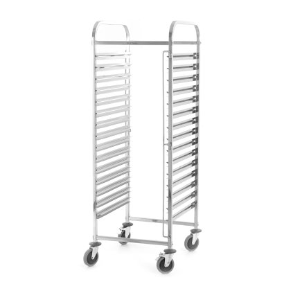 Transportní vozík z nerezové oceli na 15x GN 2/1, 590x670x1735 mm | PRESTONA, 810182