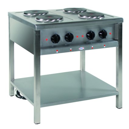 Elektrický gastronomický sporák 4-hořákový, 800x700x850 s policí, 1x1,85+3x2,6 kW | EGAZ, KE-47
