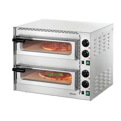 Dvoukomorová pec na pizzu, prosklené dveře 2 x pizza 35 cm | BARTSCHER,Mini Plus 2