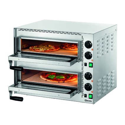 Dvoukomorová pec na pizzu, prosklené dveře 2 x pizza 35 cm|BARTSCHER,Mini Plus 2