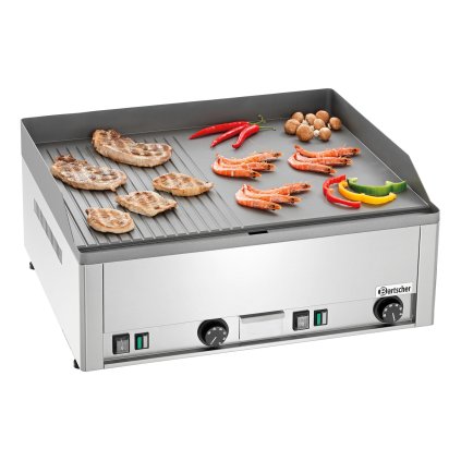Plynová grilovací deska, hladká/vroubkovaná, 660x540x295 mm | BARTSCHER, GDP 650E