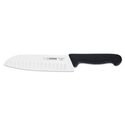 Nůž kuchařský Santoku, japonská forma s kul. řezem 180 mm, černý | GIESSER, 8269 wwlk