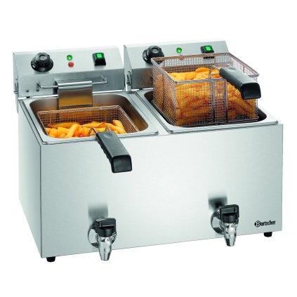 Fritéza s vypouštěcím ventilem 2x 9 l, 6,6 kW, 575x530x340 mm | BARTSCHER, Snack IV Plus