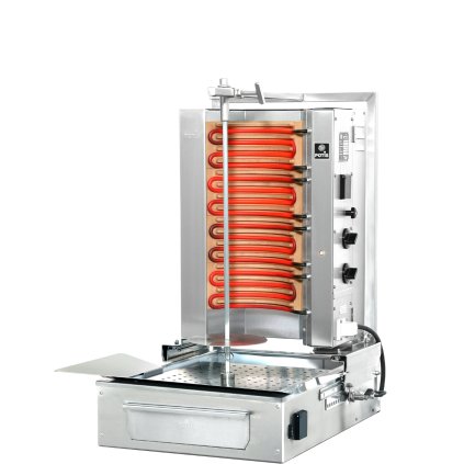 Elektrický gril na kebab/gyros, 2 topná pole, zátěž 30 kg, 400V, 5,2 kW, dolní pohon 3,5 W, 760x620x840 mm | POTIS, F E2-N