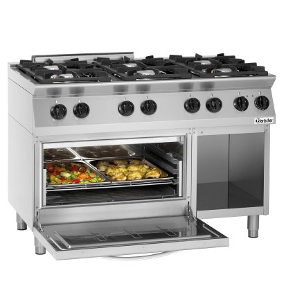 Plynový sporák 6 hořáků s elektrickou troubou, GN 2/1, 1200x700x 955 mm | BARTSCHER, MFG 7360
