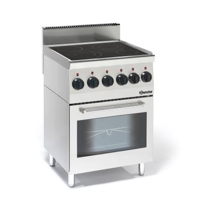 Sklokeramický sporák 4 varné zóny s elektrickou troubou, 600x600x900 mm | BARTSCHER, 600 Imbiss