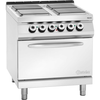 Elektrický sporák 4 plotýnky s elektrickou troubou, 800x900x900 mm | BARTSCHER, 296325