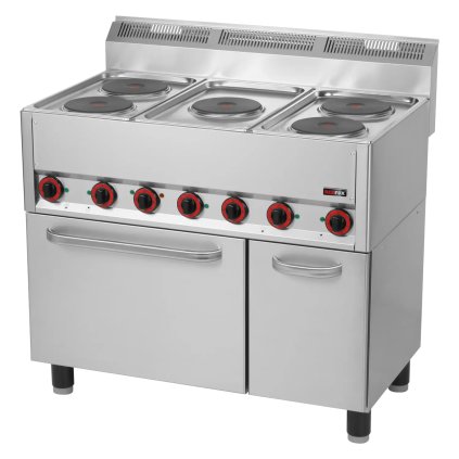 Sporák elektrický s horkovzdušnou elektrickou troubou GN 1/1 - 5x plotýnka 400 V | REDFOX - SPT 90/5 ELS