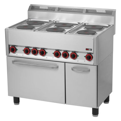 Sporák elektrický s horkovzdušnou elektrickou troubou GN 1/1 - 6x plotýnka 400 V | REDFOX - SPT 90 ELS