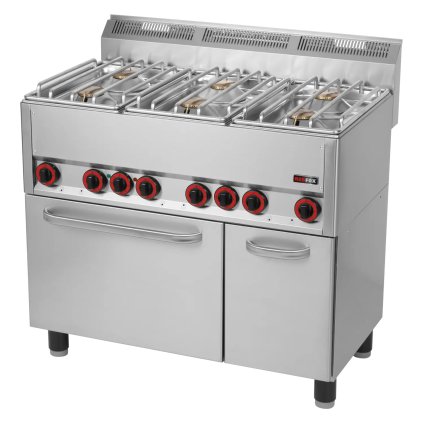 Sporák kombinovaný s horkovzdušnou elektrickou troubou GN 1/1 - 6x hořák  | REDFOX - SPT 90 GLS