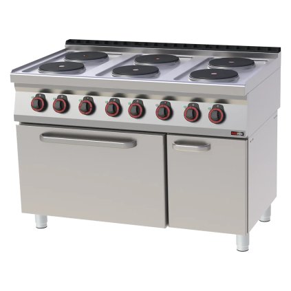 Sporák elektrický se statickou elektrickou troubou GN 2/1 - 6x plotýnka 400 V | REDFOX - SPT 70/120-21 E