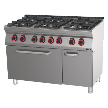 Sporák kombinovaný se statickou elektrickou troubou GN 2/1 - 6x hořák  | REDFOX - SPT 70/120 21 GE