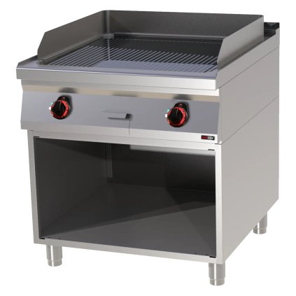 Grilovací deska 71x65 elektrická chromovaná rýhovaná s podestavbou 400 V | REDFOX - FTRC 90/80 E