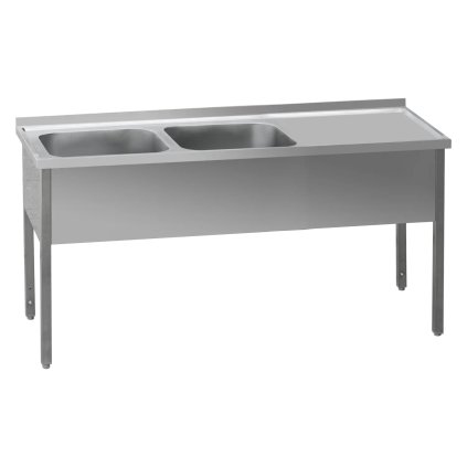 Stůl mycí 140x70x90 - 2x dřez 40x50x30 odkapávací plocha pravá | REDFOX - MSDOP 7014