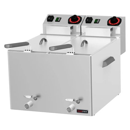 Fritéza na ryby elektrická dvojitá 0,43 kW/l, 8+8 l stolní s výpustí 230 V | REDFOX - FE 88 V