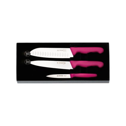 Set nožů, růžový – Santoku, kuchařský, Fresh| Giesser, GM-9850-pi