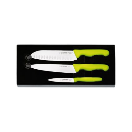 Set nožů, zelený – Santoku, kuchařský, Fresh| Giesser, GM-9850-li
