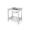 Stůl se dřezem vpravo a policí, šroubovaný, 800x600x850 mm | HENDI, 811863