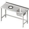 Stůl s dřezem z pravé strany a otvorem na odpadky 1100x700x850 mm | STALGAST, 980937110
