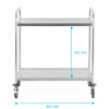 Číšnický vozík 2-policový z nerezové oceli, úchyt s trubkovým profilem, 860x540x940 mm | TECHNICA, Silver Line