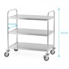 Číšnický vozík 3-policový z nerezové oceli, úchyt s trubkovým profilem, 860x540x940 mm | TECHNICA, Silver Line
