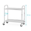 Číšnický vozík z nerezové oceli 2-policový, rukojeť s hranatým profilem, 850x450x900 mm  | PRESTONA, 810179