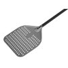 Černá, perforovaná lopata na pizzu z anodového hliníku s hliníkovým úchytem, čtvercová, 310x355x1200 mm | TECHNICA, Pizza Line