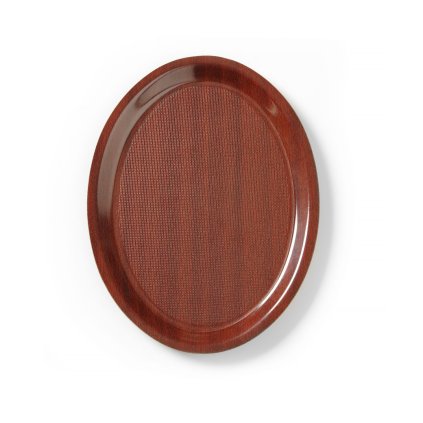 117350 ovalny servirovaci tac mykonos protiskluzovy v mahagonove barve cambro ovalny mahagon 210x290mm
